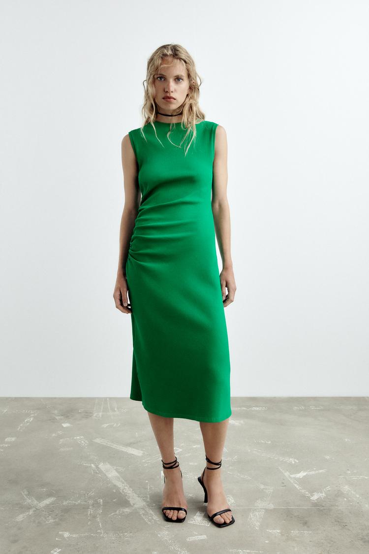 Knit online Ribbed zara dress sea green